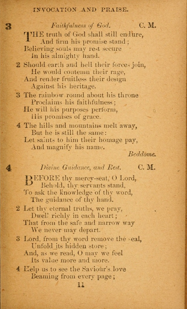 Hymnal: adapted to the doctrines and usages of the African Methodist Episcopal Church. Revised Edition page 11