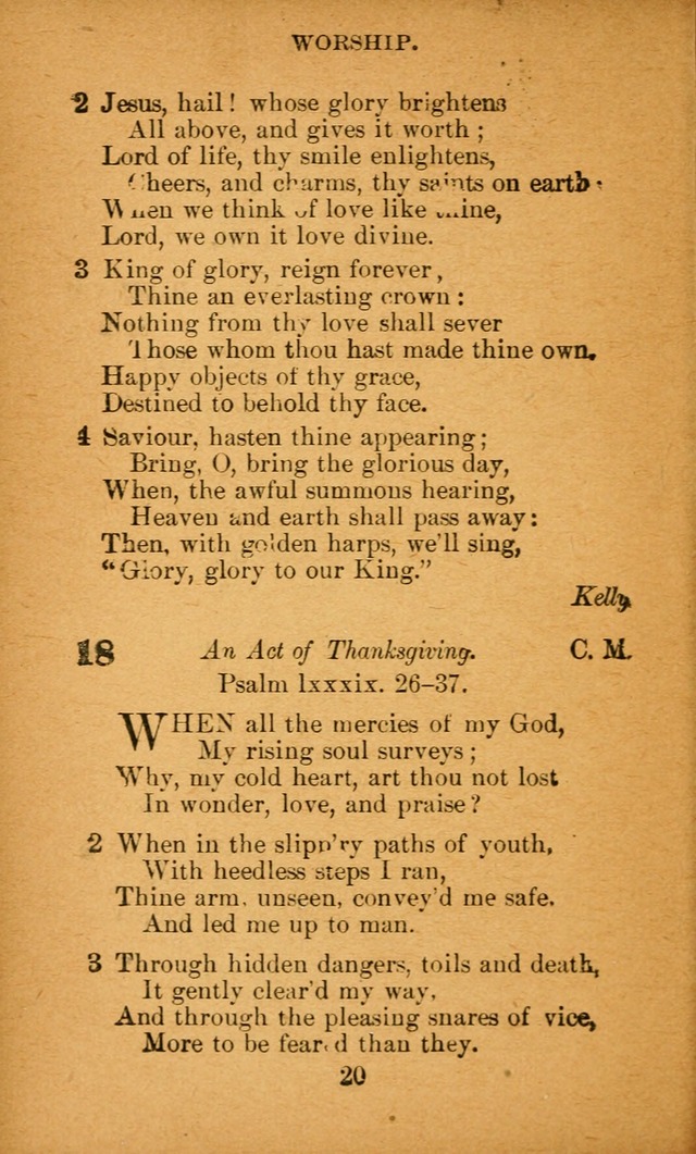 Hymnal: adapted to the doctrines and usages of the African Methodist Episcopal Church. Revised Edition page 20