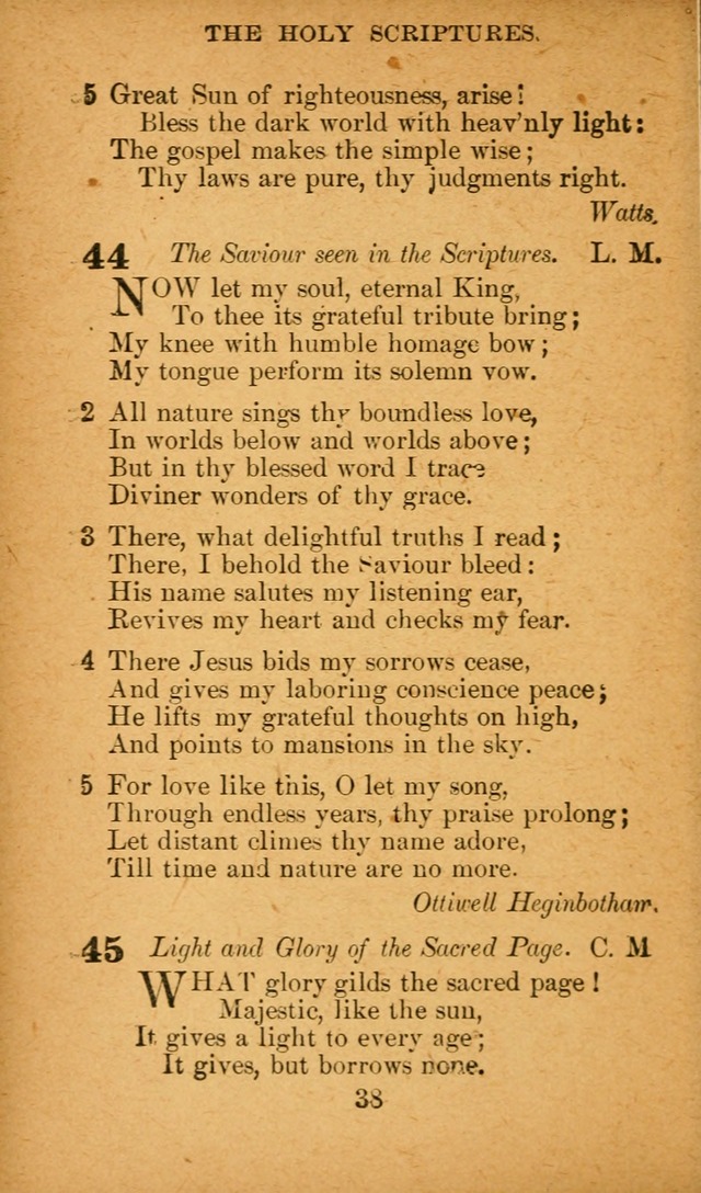 Hymnal: adapted to the doctrines and usages of the African Methodist Episcopal Church. Revised Edition page 38