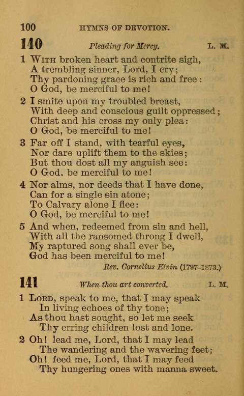 Hymns of the Ages: for Public and Social Worship, Approved and Recommended ... by the General Assembly of the Presbyterian Church in the U.S. (Second ed.) page 100