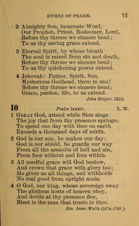 Hymns of the Ages: for Public and Social Worship, Approved and Recommended ... by the General Assembly of the Presbyterian Church in the U.S. (Second ed.) page 11