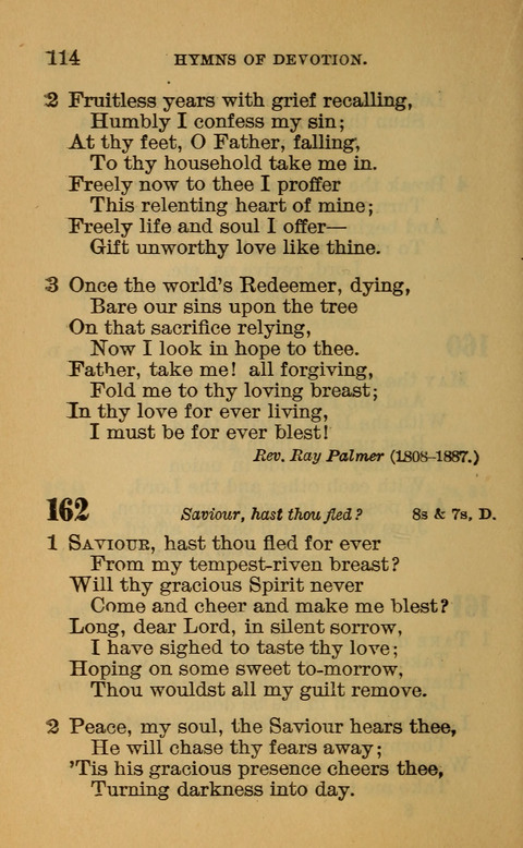 Hymns of the Ages: for Public and Social Worship, Approved and Recommended ... by the General Assembly of the Presbyterian Church in the U.S. (Second ed.) page 114