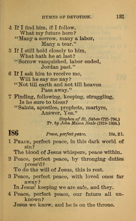 Hymns of the Ages: for Public and Social Worship, Approved and Recommended ... by the General Assembly of the Presbyterian Church in the U.S. (Second ed.) page 131