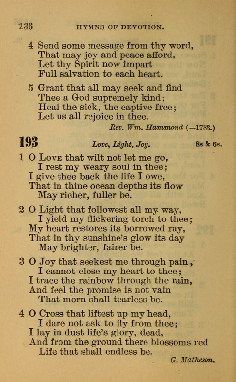 Hymns of the Ages: for Public and Social Worship, Approved and Recommended ... by the General Assembly of the Presbyterian Church in the U.S. (Second ed.) page 136