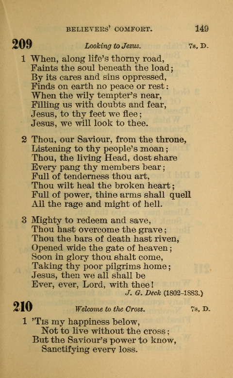 Hymns of the Ages: for Public and Social Worship, Approved and Recommended ... by the General Assembly of the Presbyterian Church in the U.S. (Second ed.) page 149