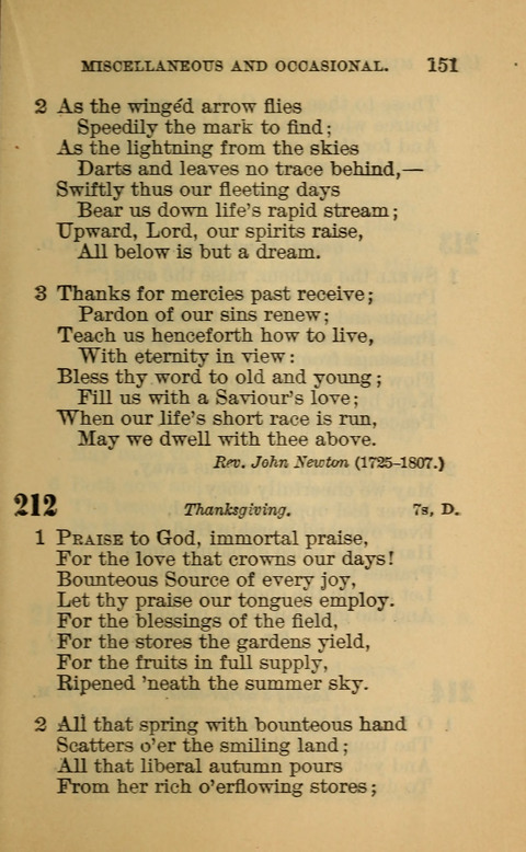 Hymns of the Ages: for Public and Social Worship, Approved and Recommended ... by the General Assembly of the Presbyterian Church in the U.S. (Second ed.) page 151