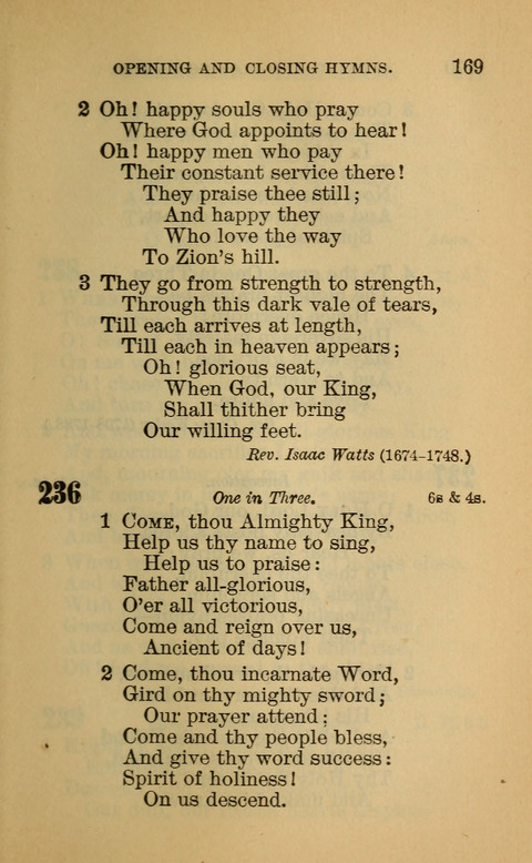 Hymns of the Ages: for Public and Social Worship, Approved and Recommended ... by the General Assembly of the Presbyterian Church in the U.S. (Second ed.) page 169