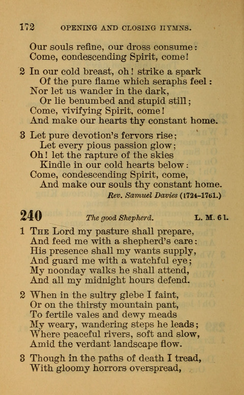 Hymns of the Ages: for Public and Social Worship, Approved and Recommended ... by the General Assembly of the Presbyterian Church in the U.S. (Second ed.) page 172