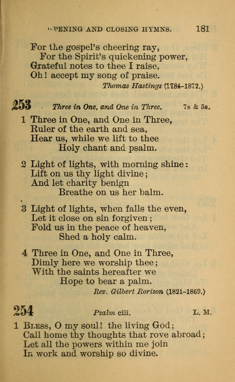 Hymns of the Ages: for Public and Social Worship, Approved and Recommended ... by the General Assembly of the Presbyterian Church in the U.S. (Second ed.) page 181