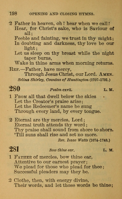 Hymns of the Ages: for Public and Social Worship, Approved and Recommended ... by the General Assembly of the Presbyterian Church in the U.S. (Second ed.) page 198