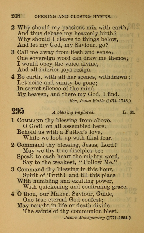 Hymns of the Ages: for Public and Social Worship, Approved and Recommended ... by the General Assembly of the Presbyterian Church in the U.S. (Second ed.) page 208