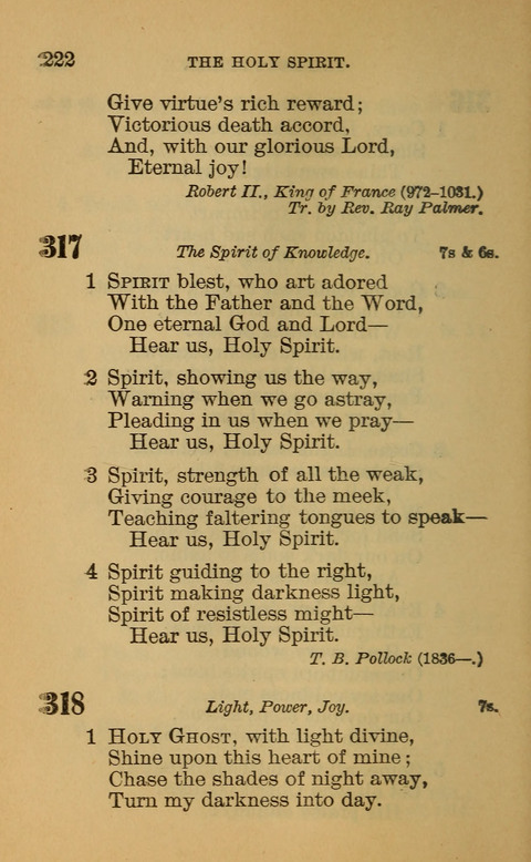 Hymns of the Ages: for Public and Social Worship, Approved and Recommended ... by the General Assembly of the Presbyterian Church in the U.S. (Second ed.) page 222