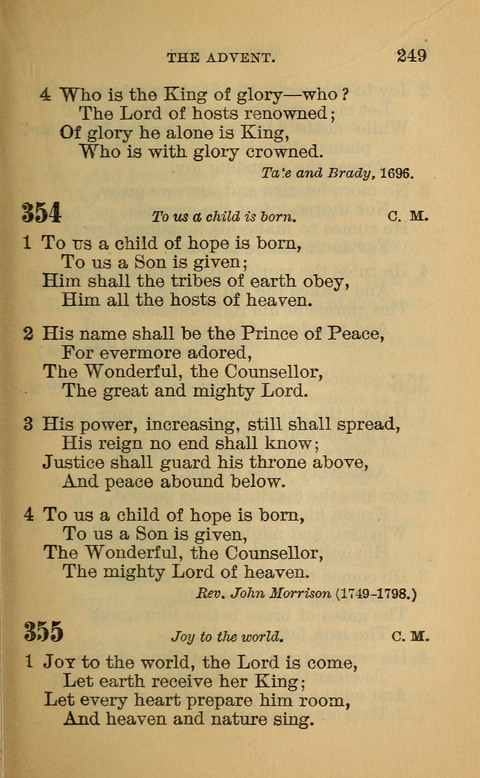 Hymns of the Ages: for Public and Social Worship, Approved and Recommended ... by the General Assembly of the Presbyterian Church in the U.S. (Second ed.) page 249