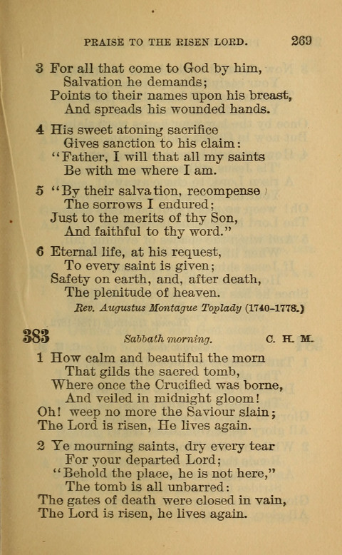 Hymns of the Ages: for Public and Social Worship, Approved and Recommended ... by the General Assembly of the Presbyterian Church in the U.S. (Second ed.) page 269