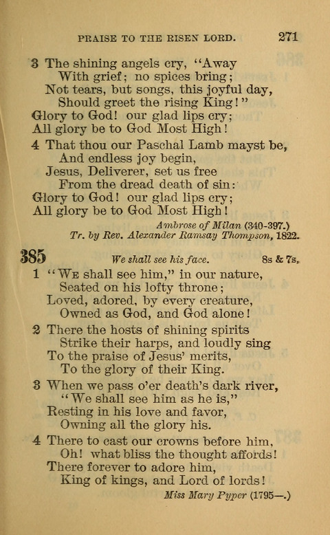 Hymns of the Ages: for Public and Social Worship, Approved and Recommended ... by the General Assembly of the Presbyterian Church in the U.S. (Second ed.) page 271