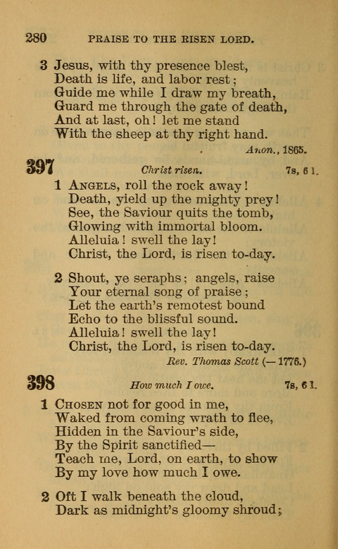 Hymns of the Ages: for Public and Social Worship, Approved and Recommended ... by the General Assembly of the Presbyterian Church in the U.S. (Second ed.) page 280