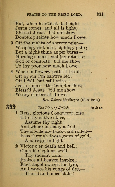 Hymns of the Ages: for Public and Social Worship, Approved and Recommended ... by the General Assembly of the Presbyterian Church in the U.S. (Second ed.) page 281