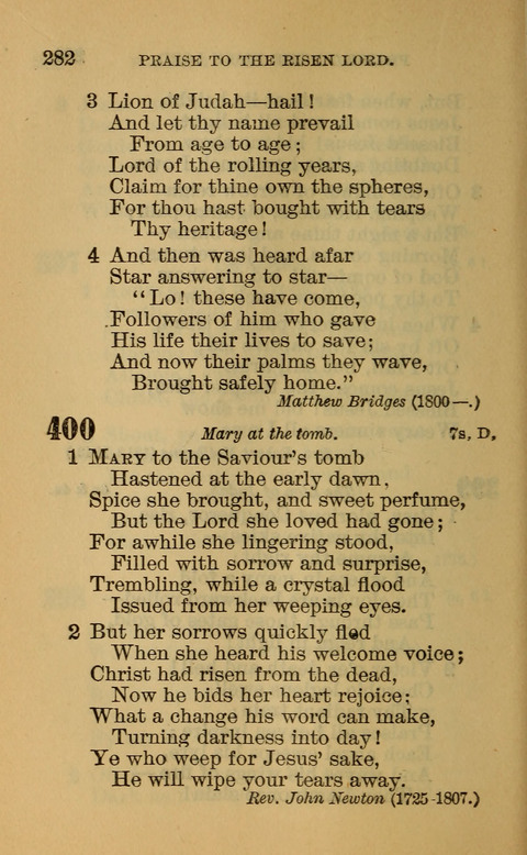 Hymns of the Ages: for Public and Social Worship, Approved and Recommended ... by the General Assembly of the Presbyterian Church in the U.S. (Second ed.) page 282