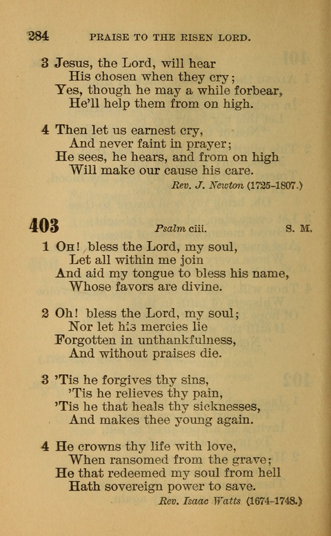 Hymns of the Ages: for Public and Social Worship, Approved and Recommended ... by the General Assembly of the Presbyterian Church in the U.S. (Second ed.) page 284