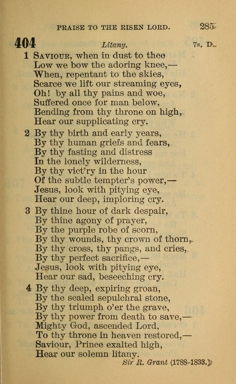 Hymns of the Ages: for Public and Social Worship, Approved and Recommended ... by the General Assembly of the Presbyterian Church in the U.S. (Second ed.) page 285