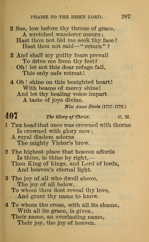 Hymns of the Ages: for Public and Social Worship, Approved and Recommended ... by the General Assembly of the Presbyterian Church in the U.S. (Second ed.) page 287