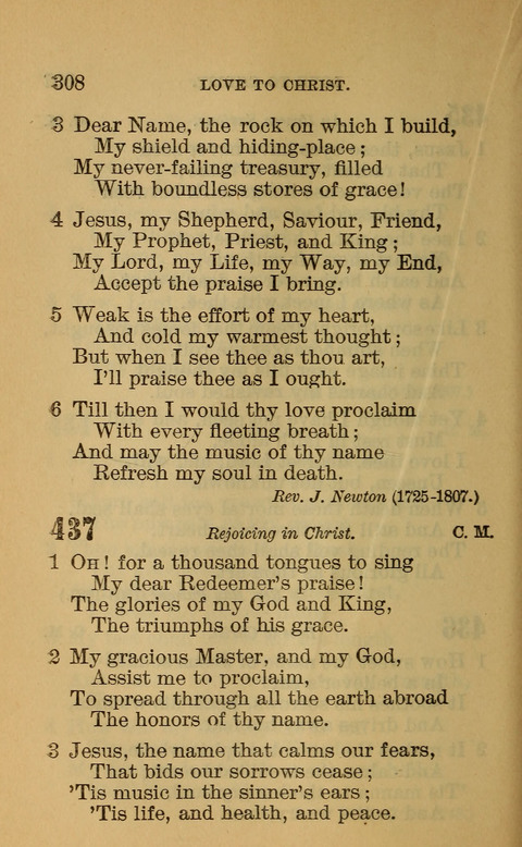 Hymns of the Ages: for Public and Social Worship, Approved and Recommended ... by the General Assembly of the Presbyterian Church in the U.S. (Second ed.) page 308