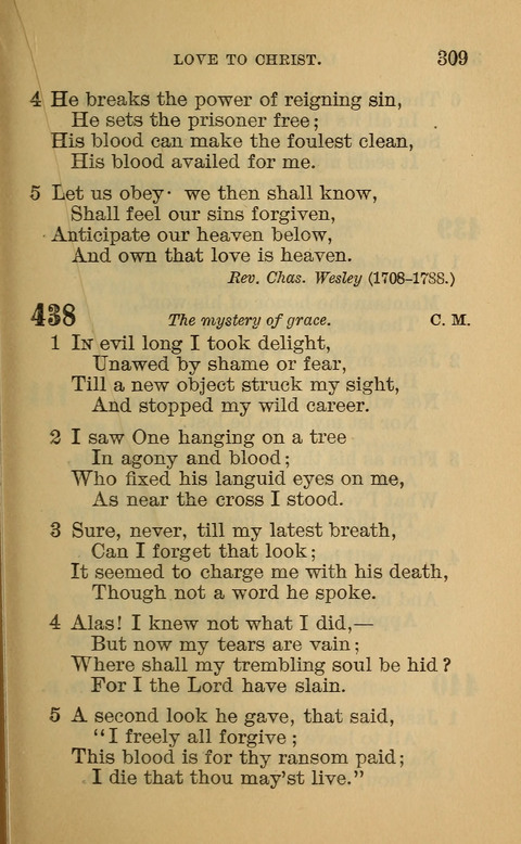 Hymns of the Ages: for Public and Social Worship, Approved and Recommended ... by the General Assembly of the Presbyterian Church in the U.S. (Second ed.) page 309