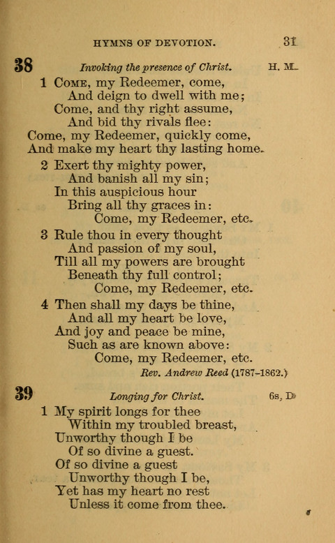 Hymns of the Ages: for Public and Social Worship, Approved and Recommended ... by the General Assembly of the Presbyterian Church in the U.S. (Second ed.) page 31