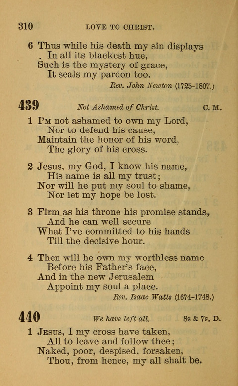 Hymns of the Ages: for Public and Social Worship, Approved and Recommended ... by the General Assembly of the Presbyterian Church in the U.S. (Second ed.) page 310