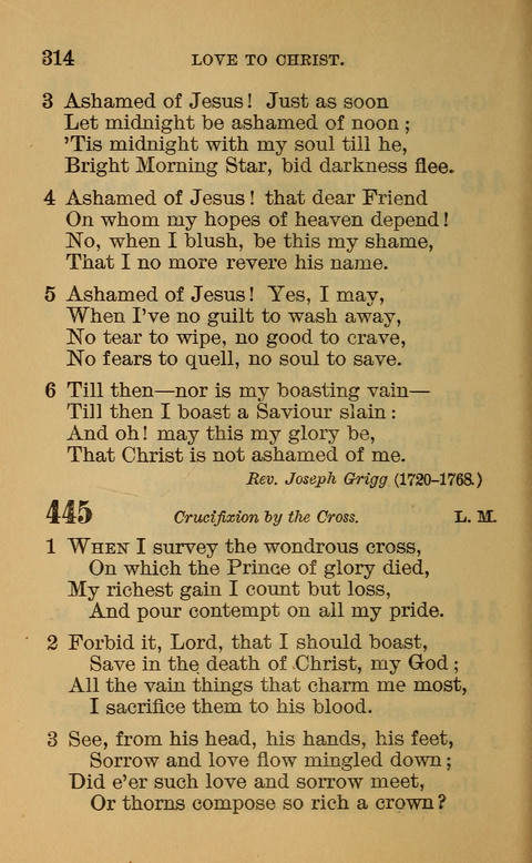 Hymns of the Ages: for Public and Social Worship, Approved and Recommended ... by the General Assembly of the Presbyterian Church in the U.S. (Second ed.) page 314