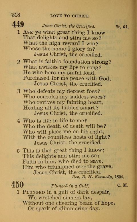 Hymns of the Ages: for Public and Social Worship, Approved and Recommended ... by the General Assembly of the Presbyterian Church in the U.S. (Second ed.) page 318