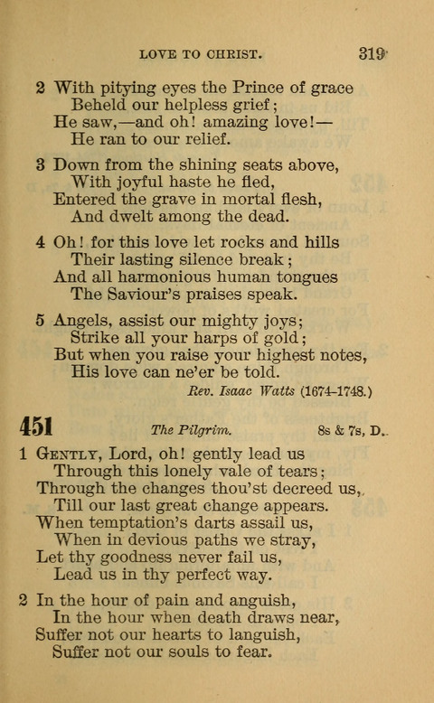 Hymns of the Ages: for Public and Social Worship, Approved and Recommended ... by the General Assembly of the Presbyterian Church in the U.S. (Second ed.) page 319