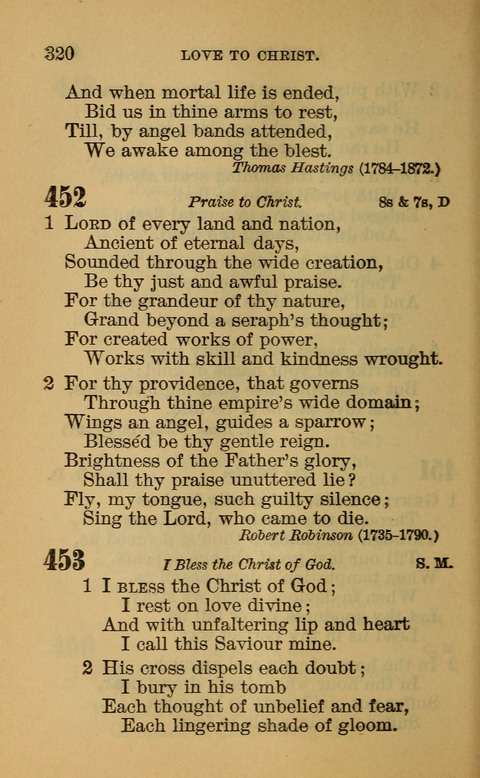 Hymns of the Ages: for Public and Social Worship, Approved and Recommended ... by the General Assembly of the Presbyterian Church in the U.S. (Second ed.) page 320