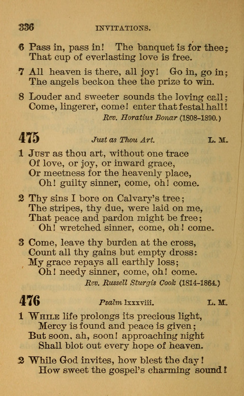 Hymns of the Ages: for Public and Social Worship, Approved and Recommended ... by the General Assembly of the Presbyterian Church in the U.S. (Second ed.) page 336