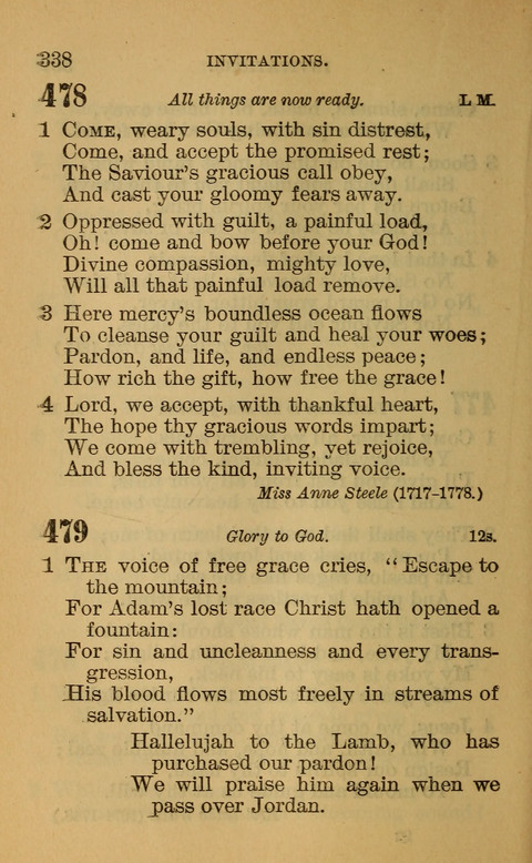 Hymns of the Ages: for Public and Social Worship, Approved and Recommended ... by the General Assembly of the Presbyterian Church in the U.S. (Second ed.) page 338