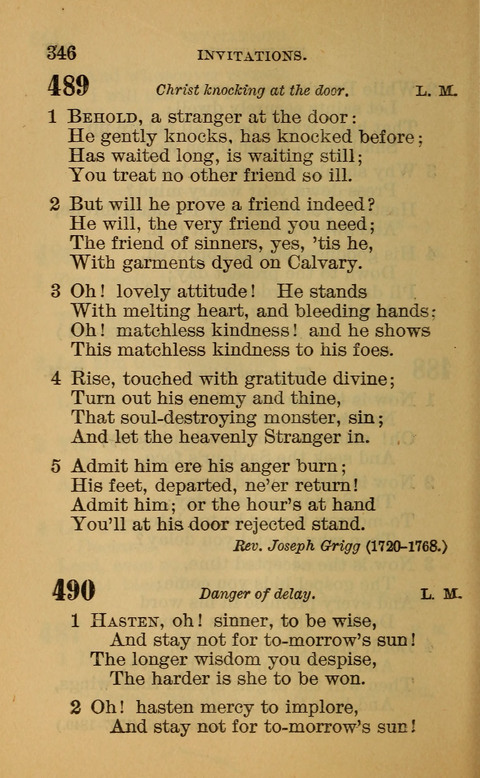 Hymns of the Ages: for Public and Social Worship, Approved and Recommended ... by the General Assembly of the Presbyterian Church in the U.S. (Second ed.) page 346