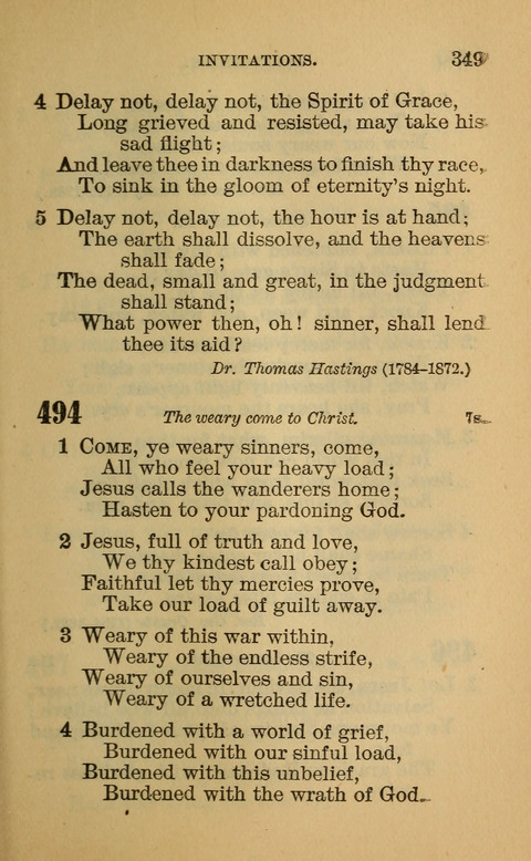 Hymns of the Ages: for Public and Social Worship, Approved and Recommended ... by the General Assembly of the Presbyterian Church in the U.S. (Second ed.) page 349