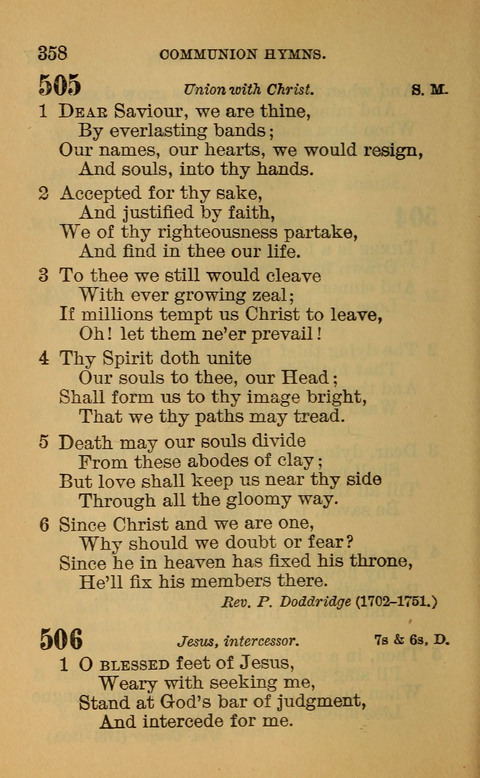 Hymns of the Ages: for Public and Social Worship, Approved and Recommended ... by the General Assembly of the Presbyterian Church in the U.S. (Second ed.) page 358