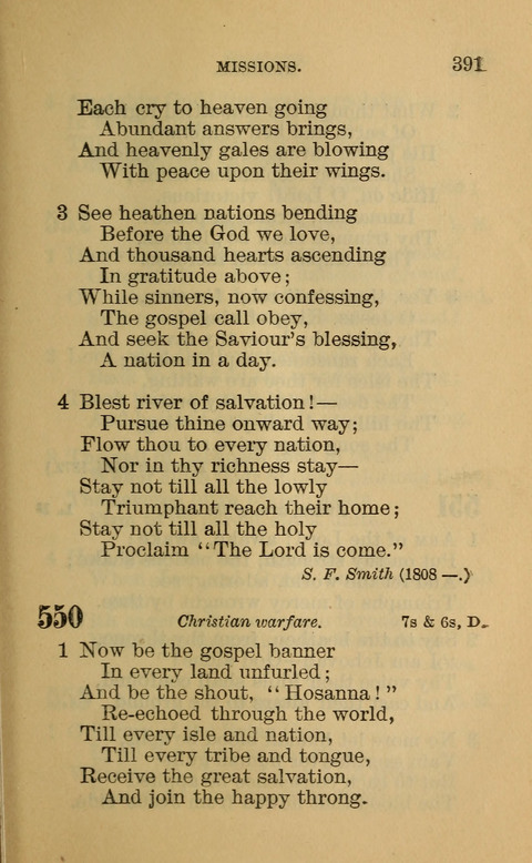 Hymns of the Ages: for Public and Social Worship, Approved and Recommended ... by the General Assembly of the Presbyterian Church in the U.S. (Second ed.) page 391