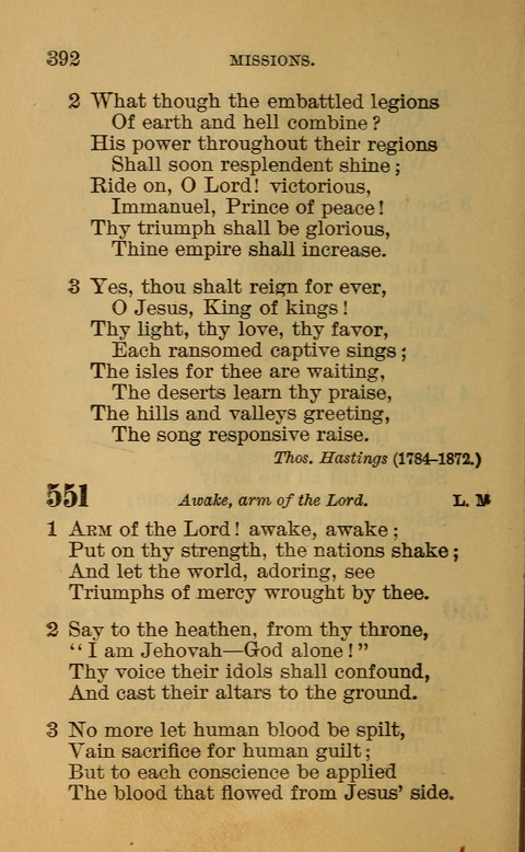 Hymns of the Ages: for Public and Social Worship, Approved and Recommended ... by the General Assembly of the Presbyterian Church in the U.S. (Second ed.) page 392