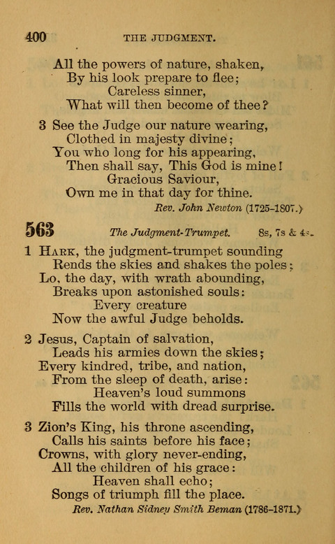 Hymns of the Ages: for Public and Social Worship, Approved and Recommended ... by the General Assembly of the Presbyterian Church in the U.S. (Second ed.) page 400