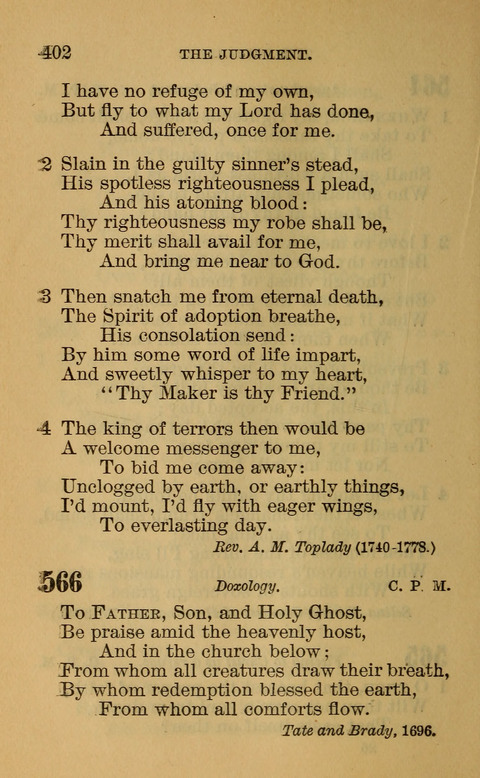 Hymns of the Ages: for Public and Social Worship, Approved and Recommended ... by the General Assembly of the Presbyterian Church in the U.S. (Second ed.) page 402