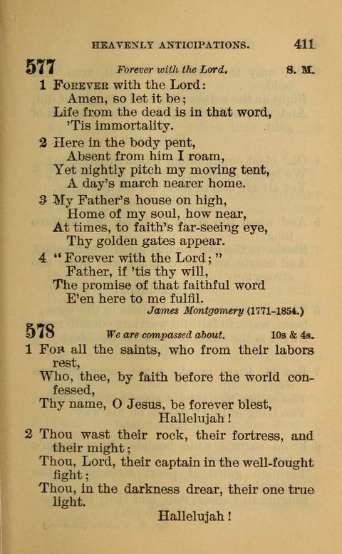 Hymns of the Ages: for Public and Social Worship, Approved and Recommended ... by the General Assembly of the Presbyterian Church in the U.S. (Second ed.) page 411