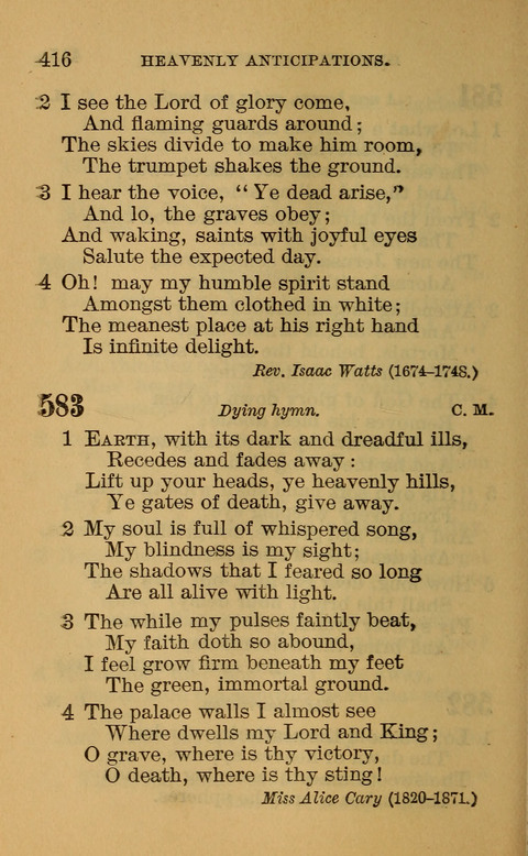 Hymns of the Ages: for Public and Social Worship, Approved and Recommended ... by the General Assembly of the Presbyterian Church in the U.S. (Second ed.) page 416