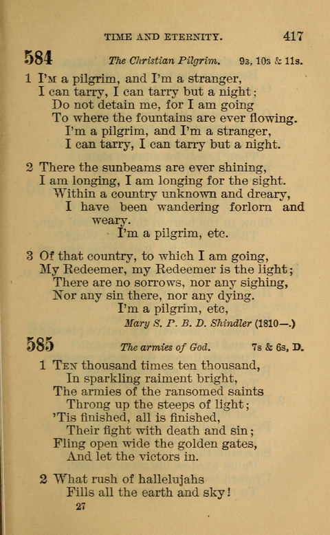 Hymns of the Ages: for Public and Social Worship, Approved and Recommended ... by the General Assembly of the Presbyterian Church in the U.S. (Second ed.) page 417