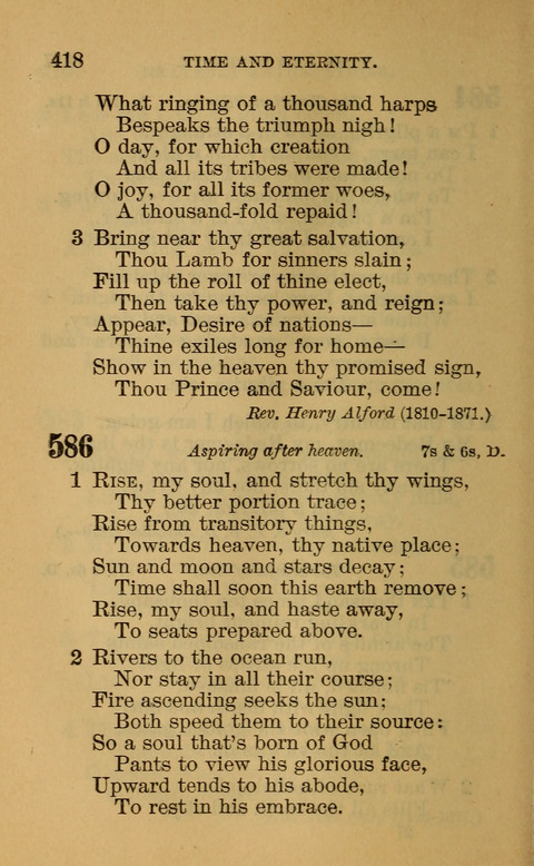 Hymns of the Ages: for Public and Social Worship, Approved and Recommended ... by the General Assembly of the Presbyterian Church in the U.S. (Second ed.) page 418