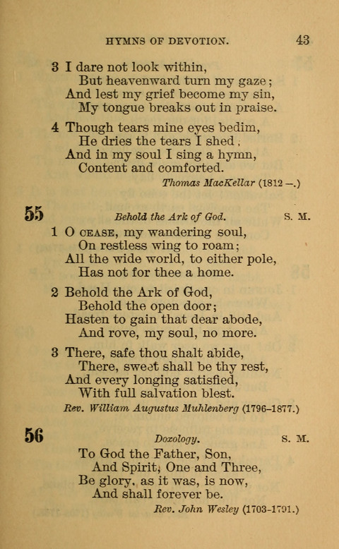 Hymns of the Ages: for Public and Social Worship, Approved and Recommended ... by the General Assembly of the Presbyterian Church in the U.S. (Second ed.) page 43