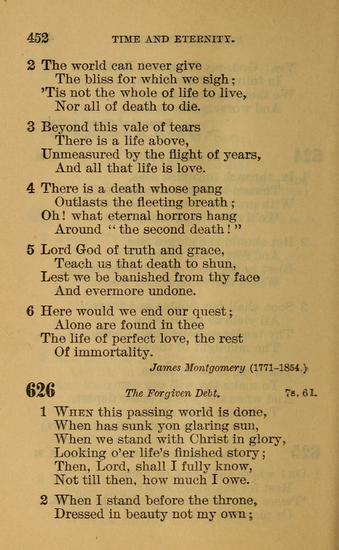 Hymns of the Ages: for Public and Social Worship, Approved and Recommended ... by the General Assembly of the Presbyterian Church in the U.S. (Second ed.) page 452