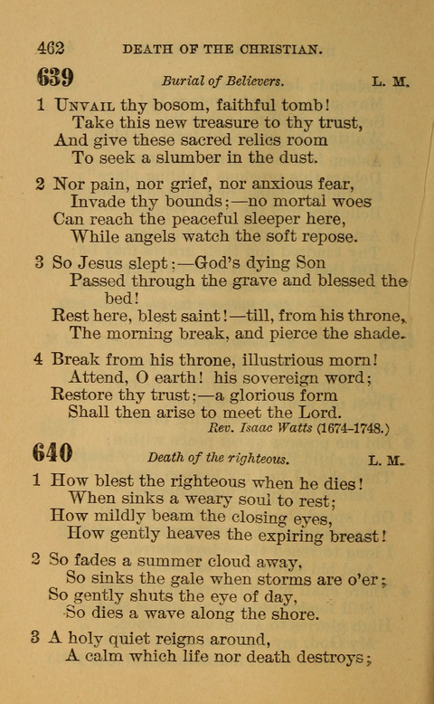 Hymns of the Ages: for Public and Social Worship, Approved and Recommended ... by the General Assembly of the Presbyterian Church in the U.S. (Second ed.) page 462