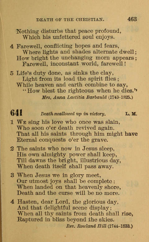 Hymns of the Ages: for Public and Social Worship, Approved and Recommended ... by the General Assembly of the Presbyterian Church in the U.S. (Second ed.) page 463